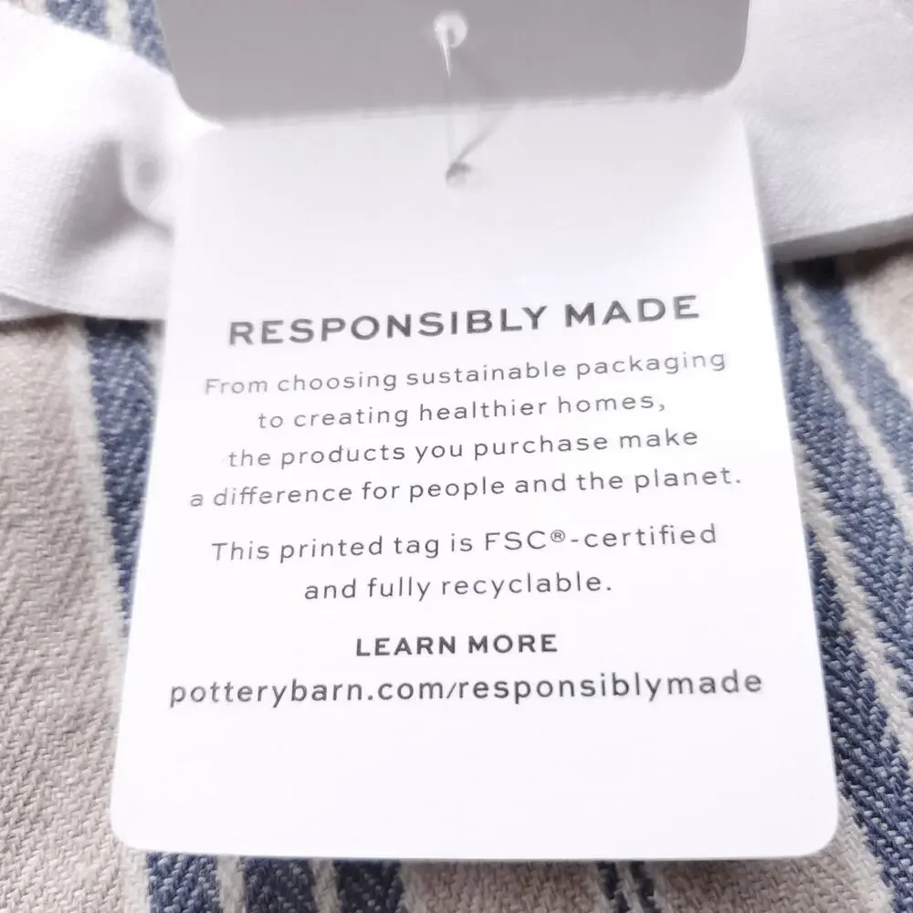 Pottery Barn Colette Blue Stripe Cotton Linen Napkins Set of 4 NEW Coastal Boho